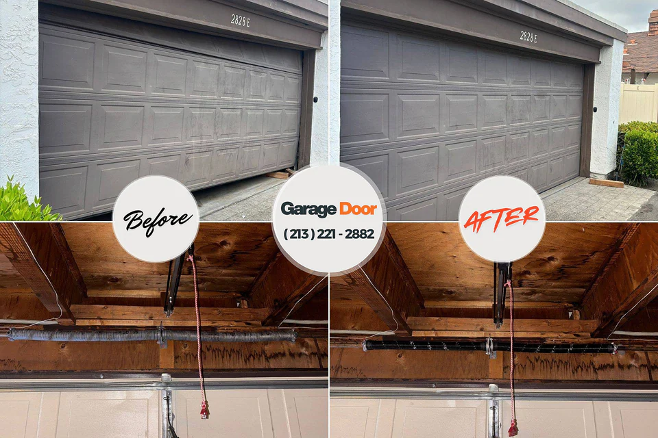 Before and after: garage door repair Milpitas, CA
